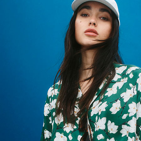 girl in floral shirt