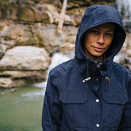 lady wearing north face jacket