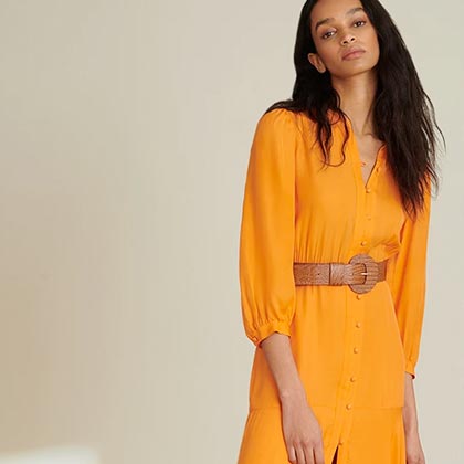 girl in tangerine dress